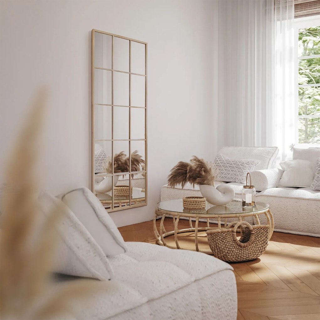 Loftowe dębowe lustro ze szprosami  Z9-L96