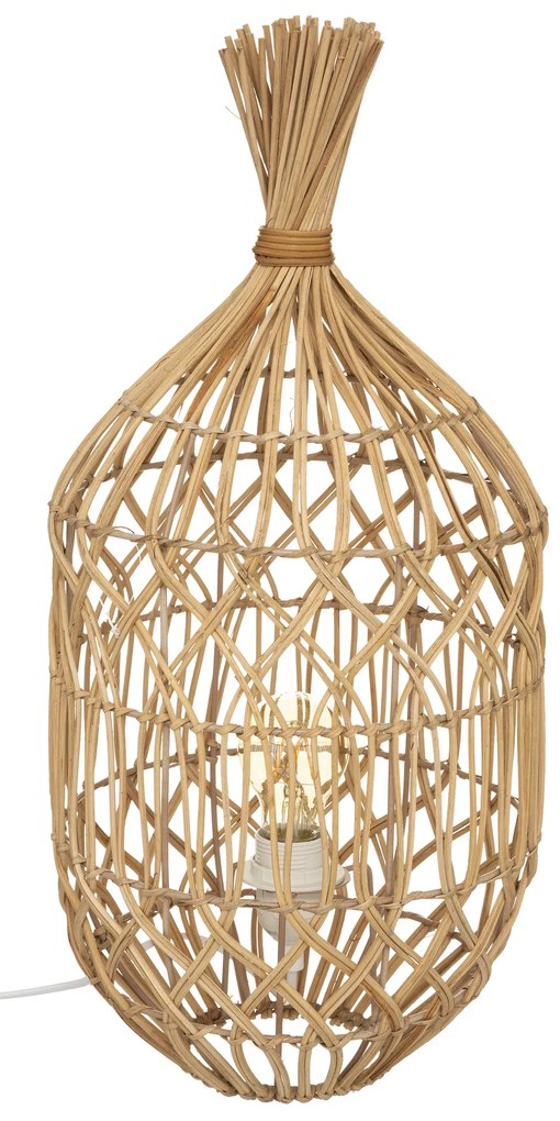 Lampka stołowa, ażurowa z rattanu, Ø 25 x 55 cm