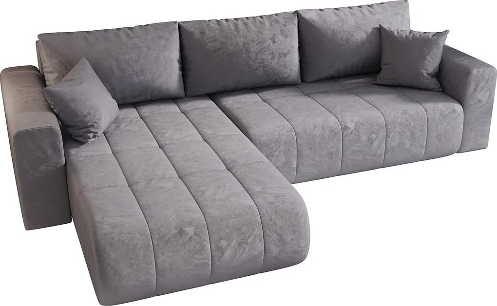 Narożnik z funkcją spania MILO Monolith 70 jasnoniebieski lewy sofa w kształcie L z pojemnikiem na pościel sofa do salonu, sofa rozkładana, sofa z pojemnikiem