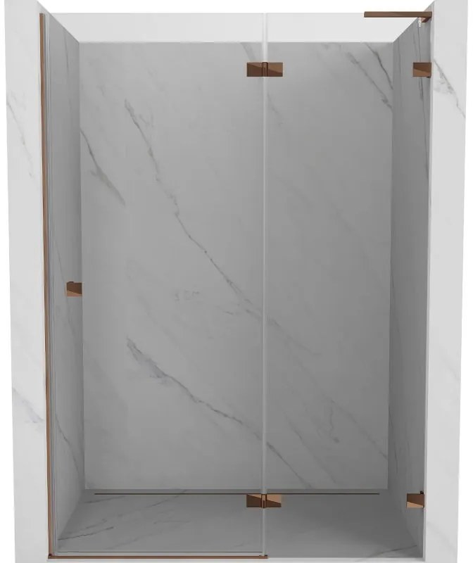 Mexen Lunar L drzwi prysznicowe uchylne prawe 135 cm, transparent, różowe złoto - 834L-135-000-60-00-P