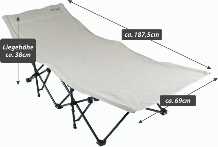 Składany leżak, beżowy, z przenośną torbą