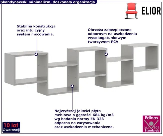 Szara minimalistyczna półka wisząca H9-W34