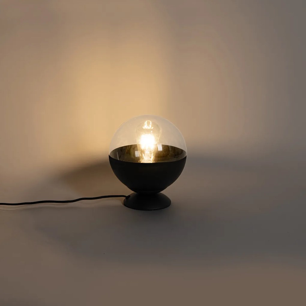 Retro Lampa Stołowa Czarna z Przezroczystym Szkłem - Eclipse