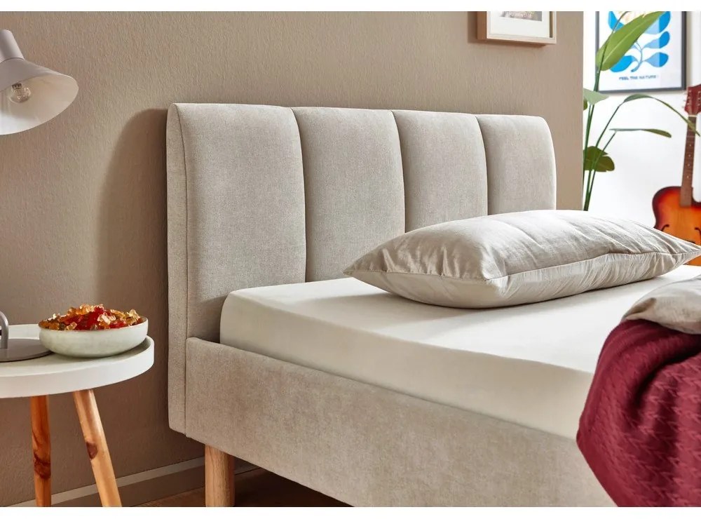 Beżowe tapicerowane łóżko jednoosobowe bez stelaża 120x200 cm Joker – Meise Möbel