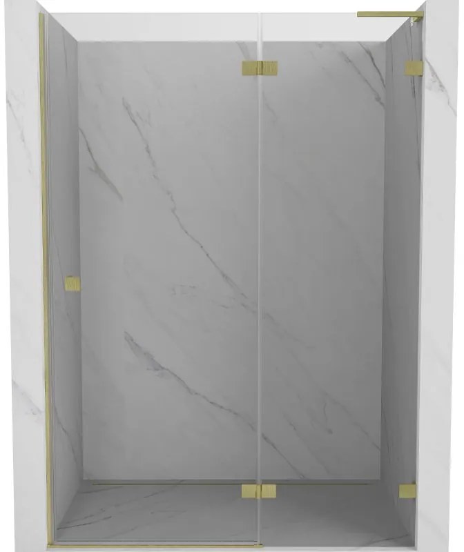 Mexen Lunar L drzwi prysznicowe uchylne prawe 140 cm, transparent, złote szczotkowane - 834L-140-000-55-00-P