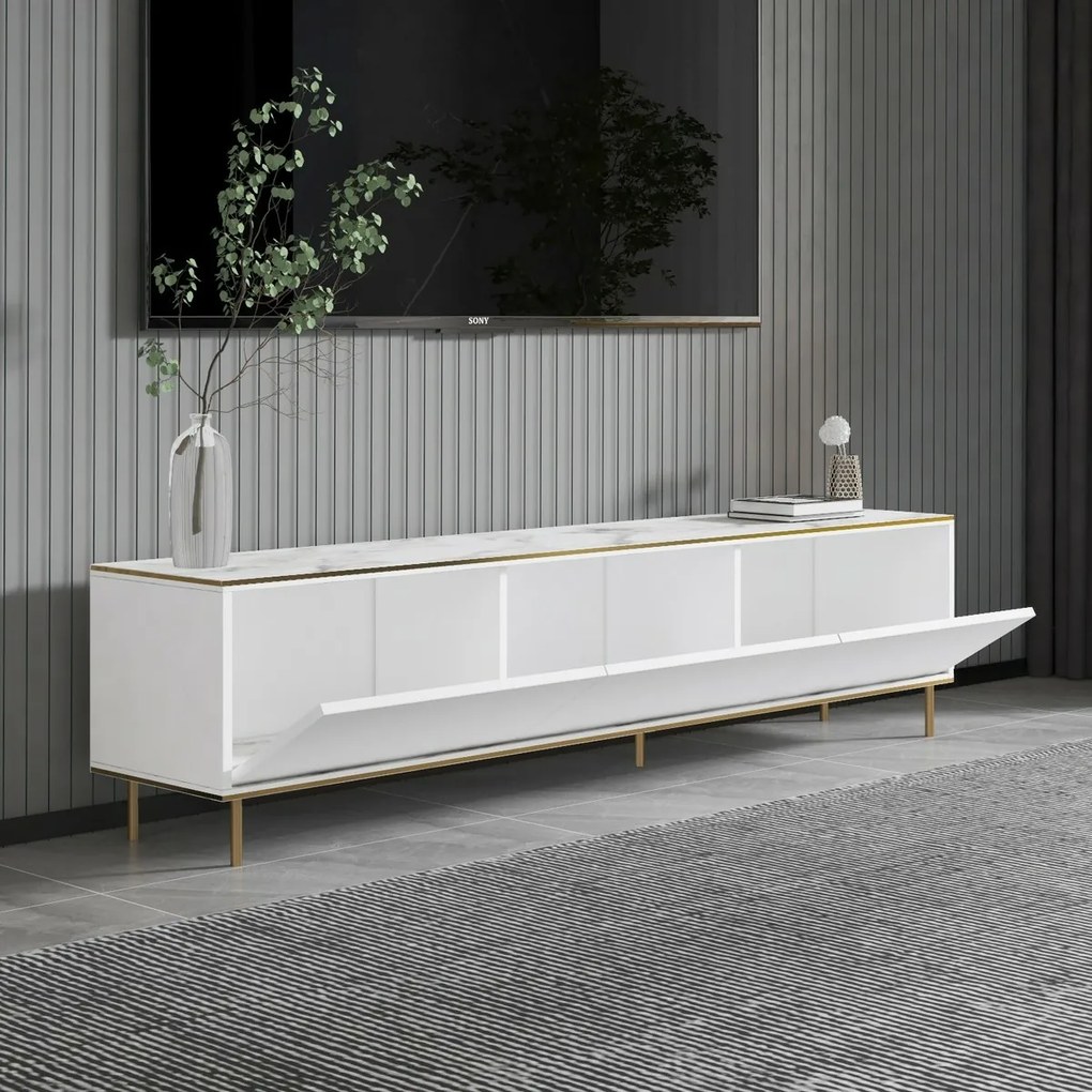 Stolik pod telewizor Imaj White Marble and Gold