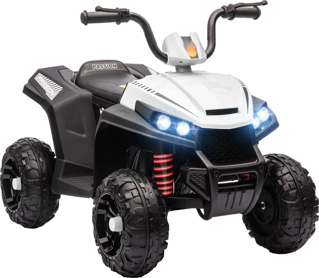 AIYAPLAY Elektryczny Quad dla Dzieci, Światła i Muzyka, Zawieszenie, 5 km/h, 50 Minut Jazdy, dla Dzieci 3-5 Lat, Biały