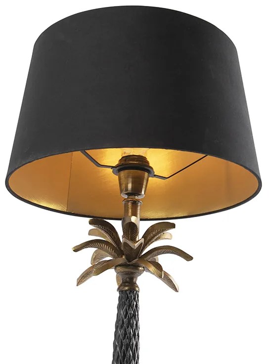Lampa stołowa art deco brązowa z czarnym abażurem 35 cm - Areka ArtDeco Oswietlenie wewnetrzne