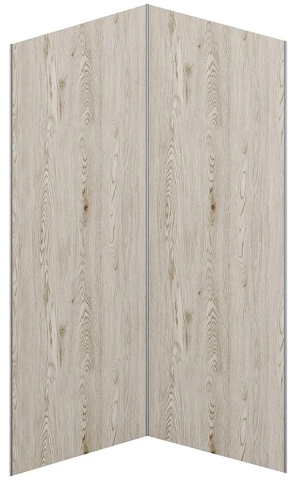 Zestaw 2 paneli ściennych aluminiowych pod prysznic z efektem jasnego drewna z profilami - 2 x szer. 90 x wys. 210 cm - ENEKO