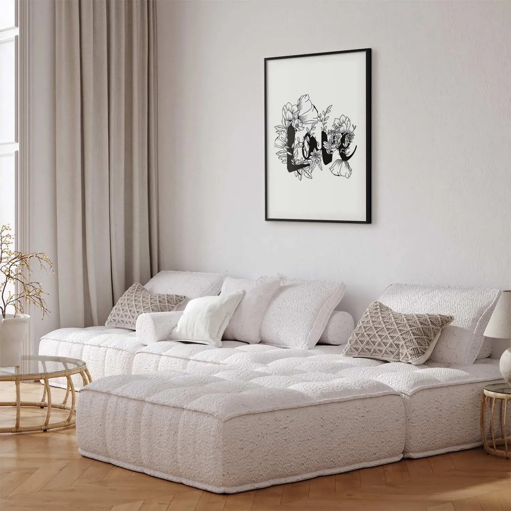 Plakat Love w kwiatach 40x60 cm z ramą czarną z marginesem ARTGEIST B