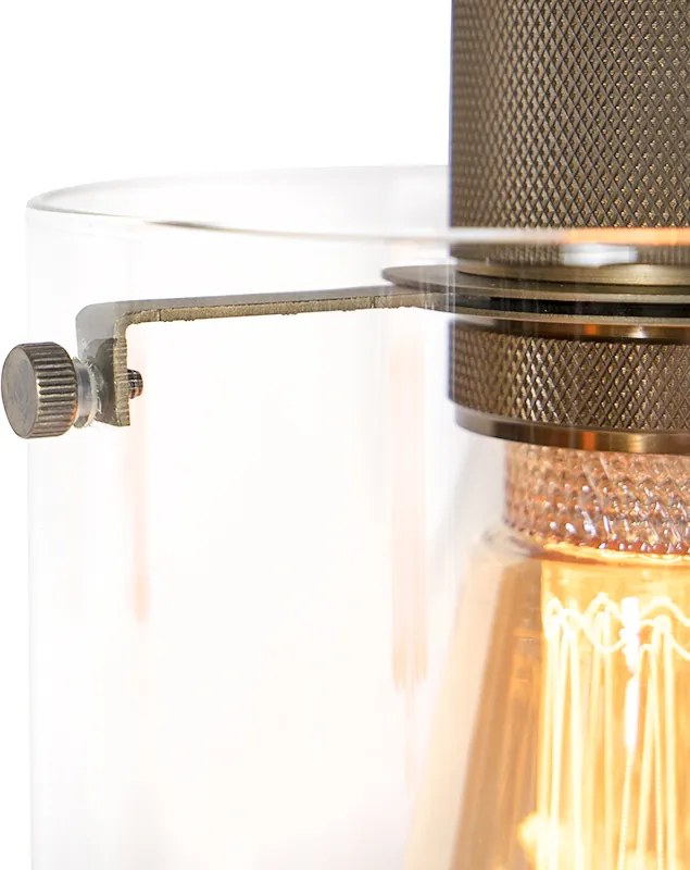 Skandynawska lampa wisząca brązowa ze szkłem 4-światłowa - Dome