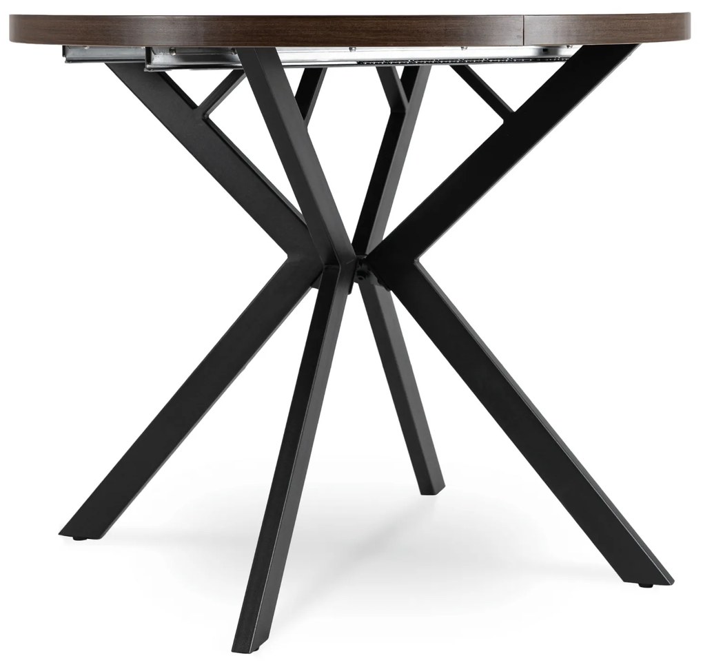 Stół Okrągły Rozkładany LUGO 90-190 cm Orzech/Czarny Loft