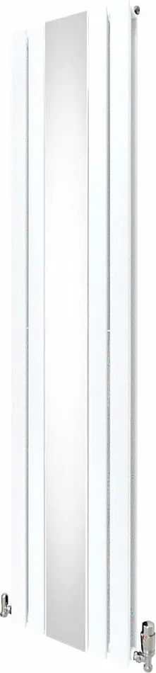 Grzejnik z płaskim lustrem i zaworami - 1800 mm x 425 mm - biały