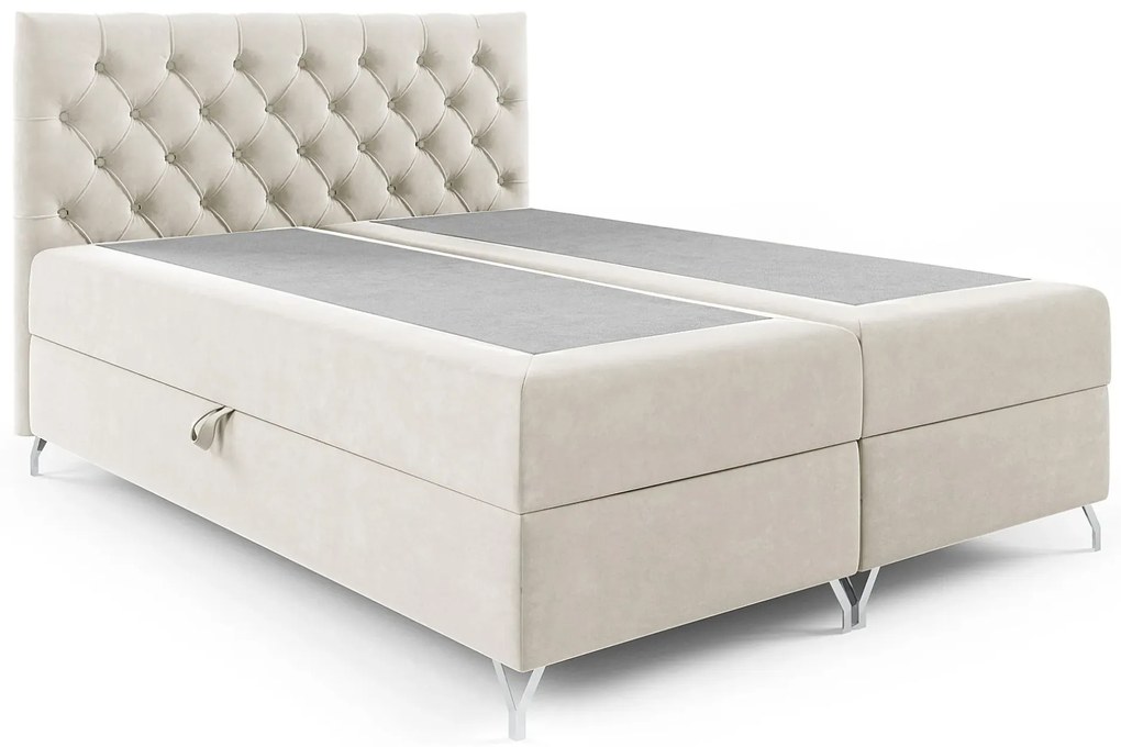 Kremowe nowoczesne lóżko kontynentalne 5 rozmiarów - Lunavello 4X