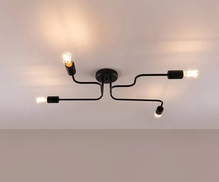 Czarna industrialna lampa sufitowa 4-ramienna - A626-Gray