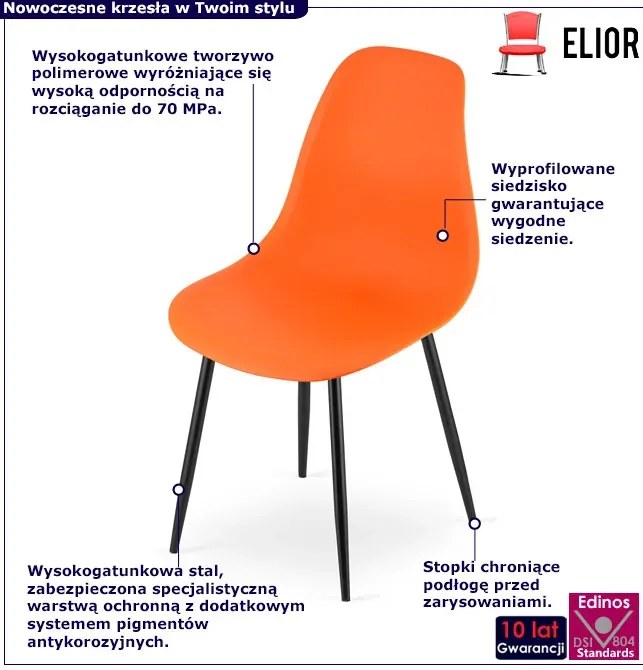 Pomarańczowe krzesło metalowe do jadalni Z2-K46