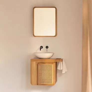 Zestaw Wiszących Mebli Łazienkowych Z Drewna Tekowego Georgy Drewno Tekowe & Cement - Sklum