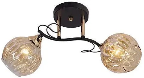 Czarno-złoty żyrandol z dwoma kloszami - A245 S7-M05