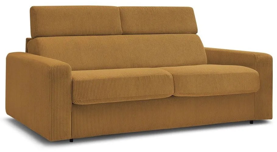 Musztardowa sztruksowa rozkładana sofa 195 cm Monaco – Bobochic Paris