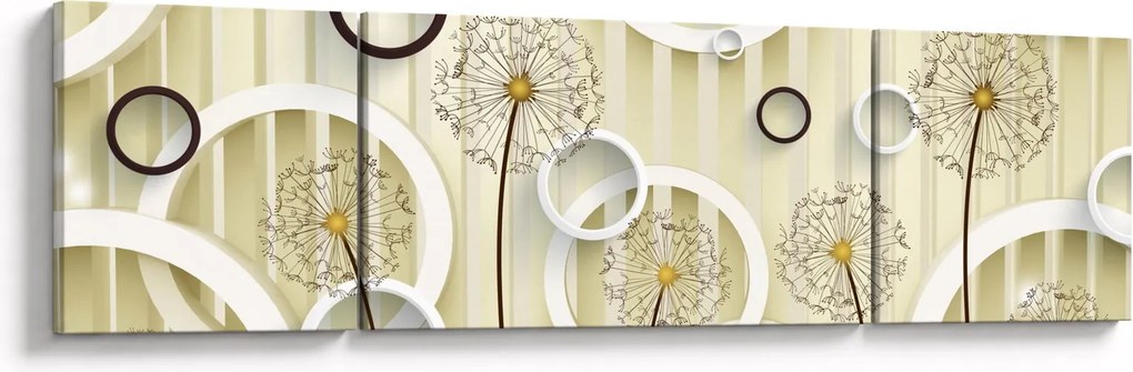 Abstrakcyjny obraz z dmuchawcami (170x50 cm)
