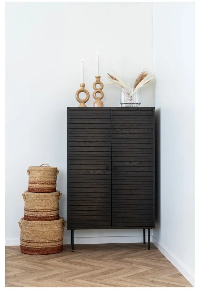 Ciemnobrązowa szafka w dekorze dębu 80x130 cm Kyoto – House Nordic