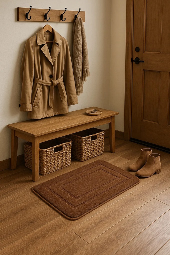 Dywanik Łazienkowy Brązowy 40x60 cm Dekoracyjny Gumowy Spód Antypoślizgowy