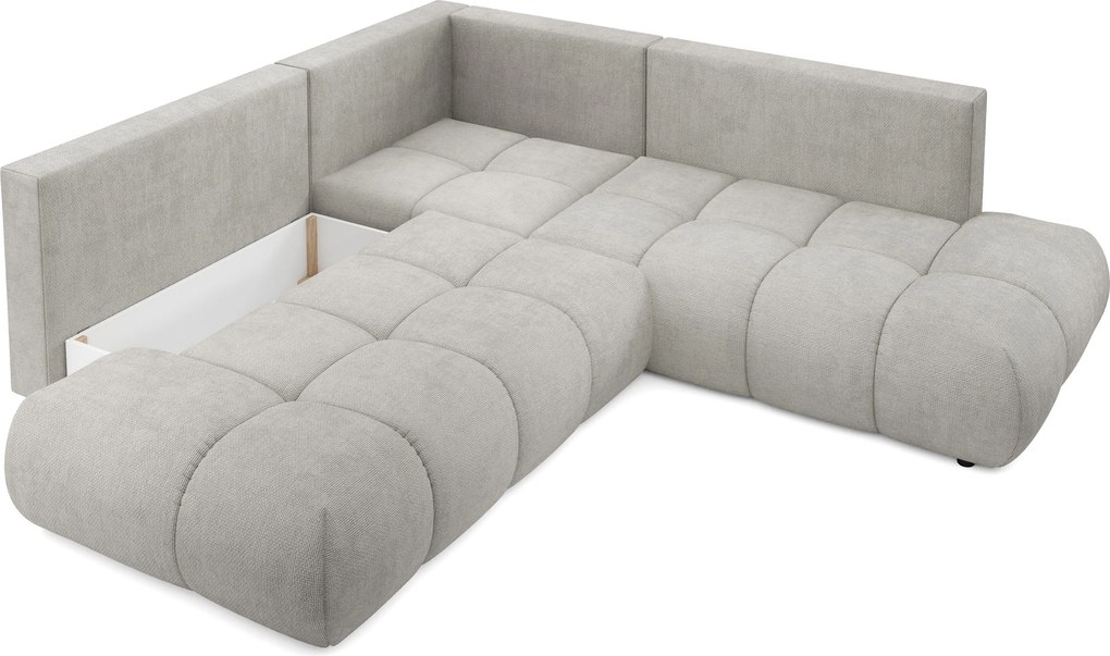 Masseno Narożnik DUCA z funkcją spania i pojemnikiem na pościel Narozniki L, Rozkładana sofa - Jasnoszary, FLOW 16