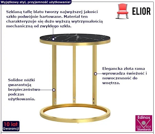 Stolik kawowy z czarnym marmurem - Vernis