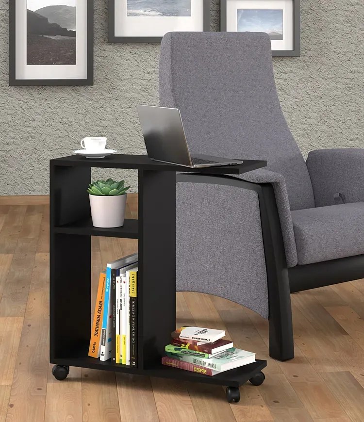 Czarny mobilny stolik pomocniczy L0-B77