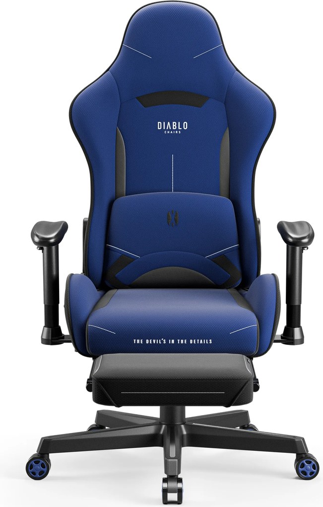 Fotel gamingowy materiałowy granatowy: Diablo X-Starter