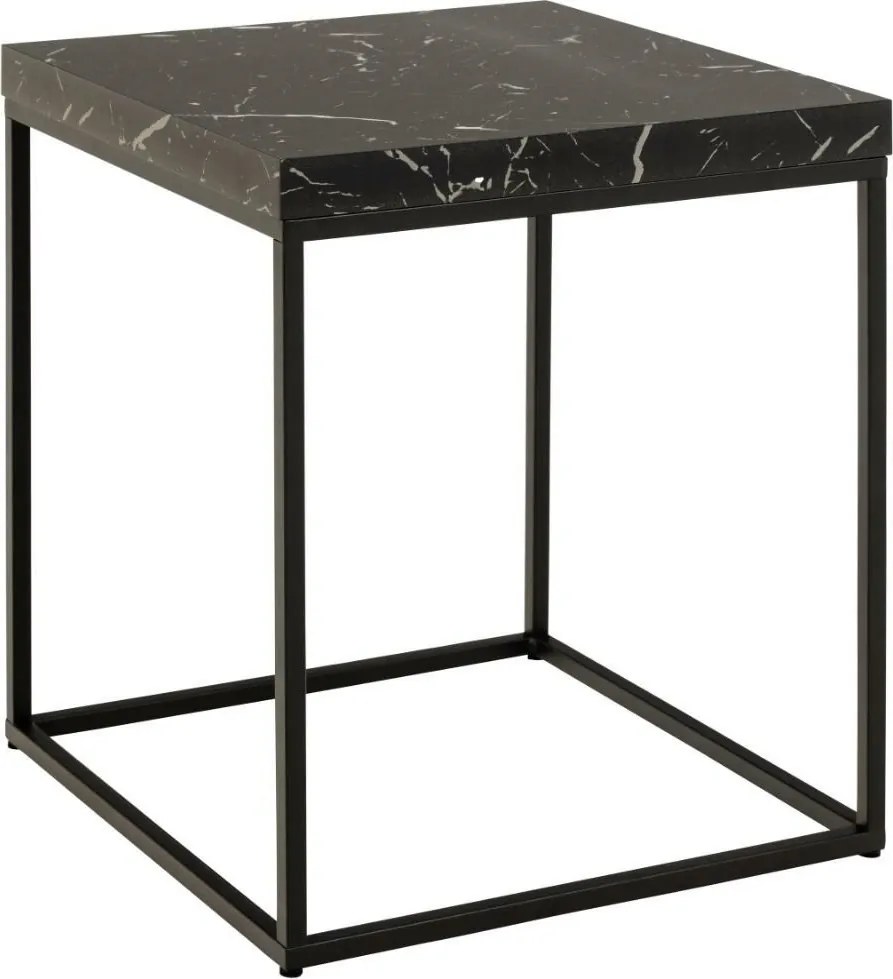 Stolik pomocniczy Barossa Actona 40x40 cm, czarny marmur/czarny