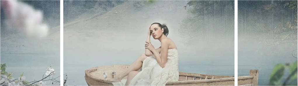 Obraz - Kobieta na łodzi (170x50 cm)