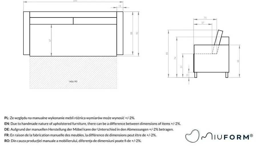 Ciemnoniebieska aksamitna rozkładana sofa 225 cm Charming Charlie – Miuform