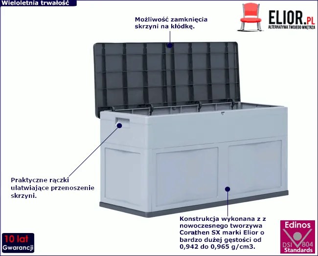 Szaro-czarna skrzynia ogrodowa 320L R4-E73