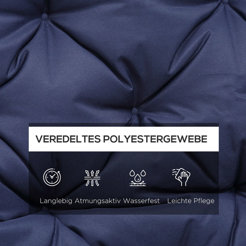 Outsunny Poduszka na Ławkę z Paskami Mocującymi, dla do 3 osób, Grube Wypełnienie Piankowe, Poduszka Siedziskowa