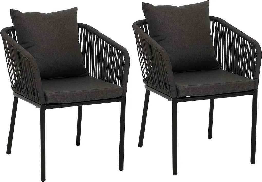 Krzesło ogrodowe MCW-N41 (zestaw 2 sztuk),  antracyt, ciemnoszara poduszka
