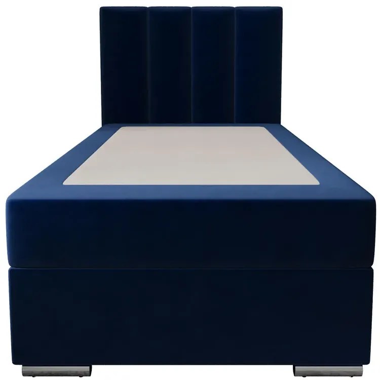 Welurowe łóżko z pionowo pikowanym zagłówkiem 90x200 R0-M52