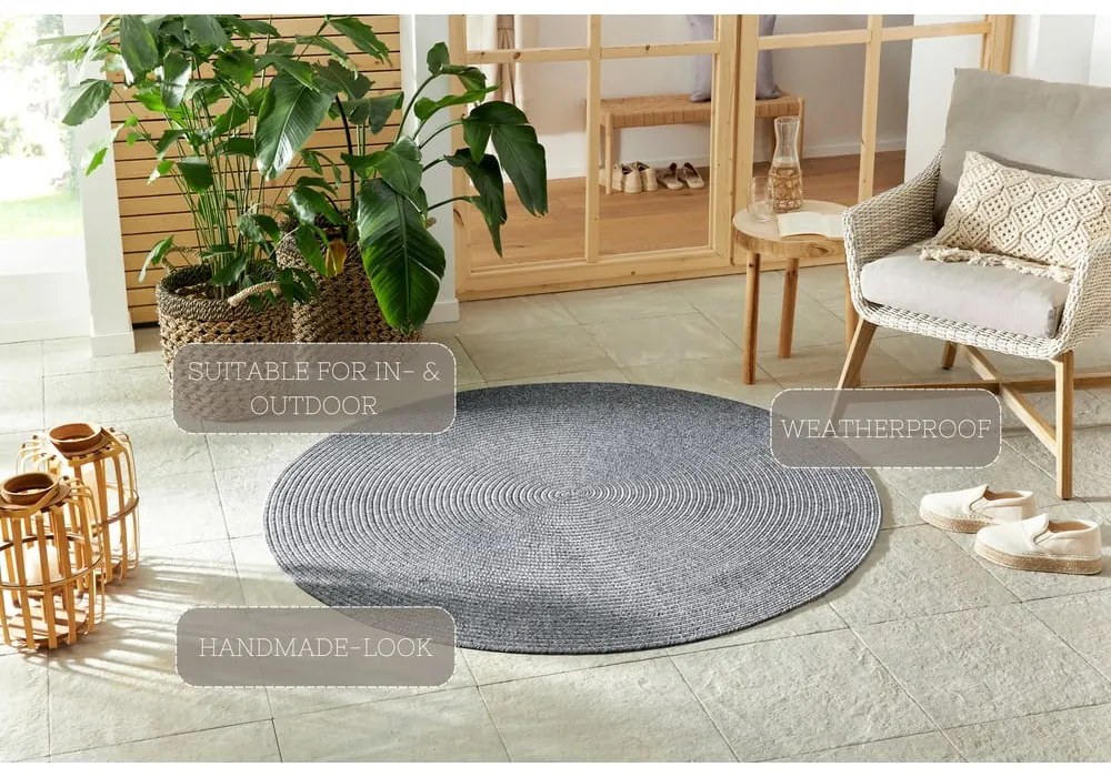 Szary okrągły dywan odpowiedni na zewnątrz ø 150 cm – NORTHRUGS