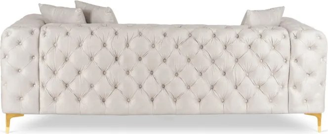 Sofa SORRENTO 3S Trzyosobowa Kremowa Welurowa Nowoczesna Glamour