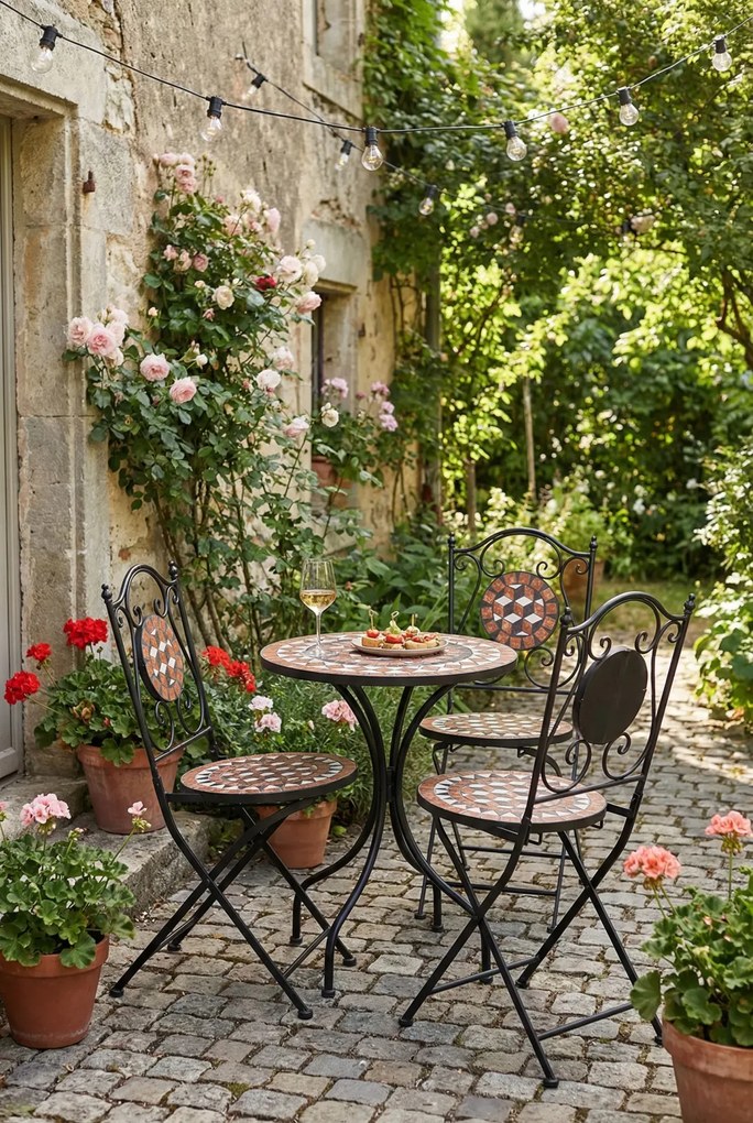 Zestaw mozaikowych krzeseł ogrodowych H1-R68