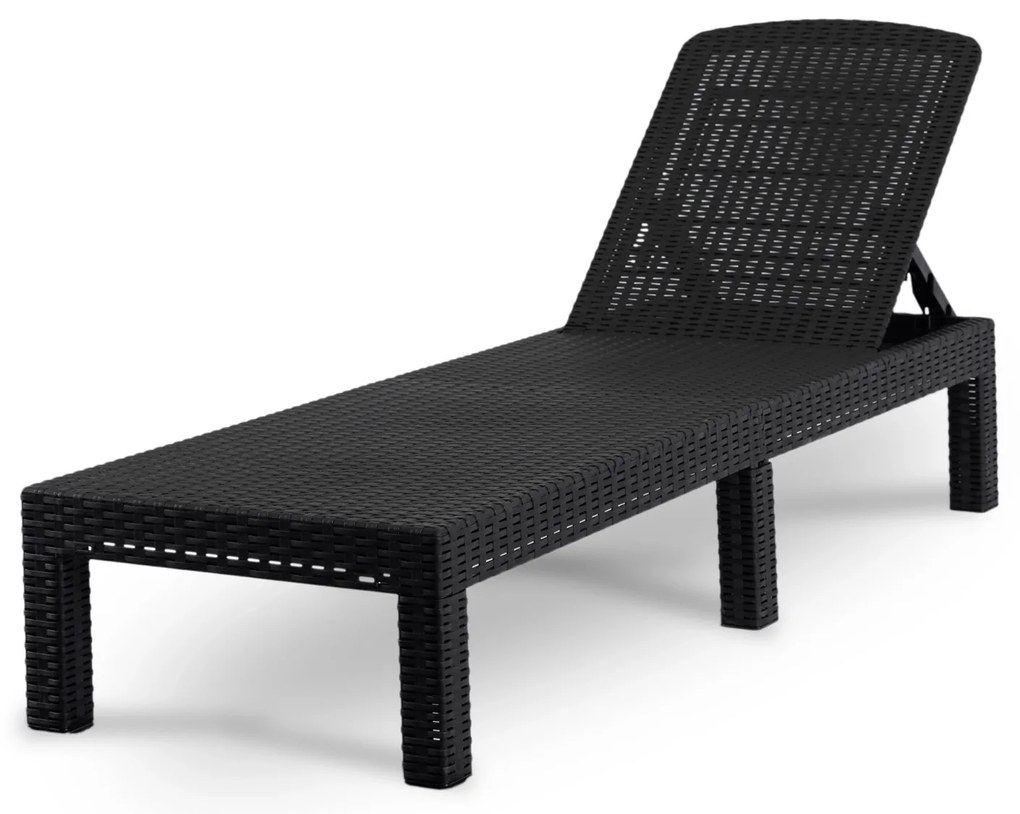 Fotel Ogrodowy Leżak LUIZJANA Technorattan Czarny/Szary