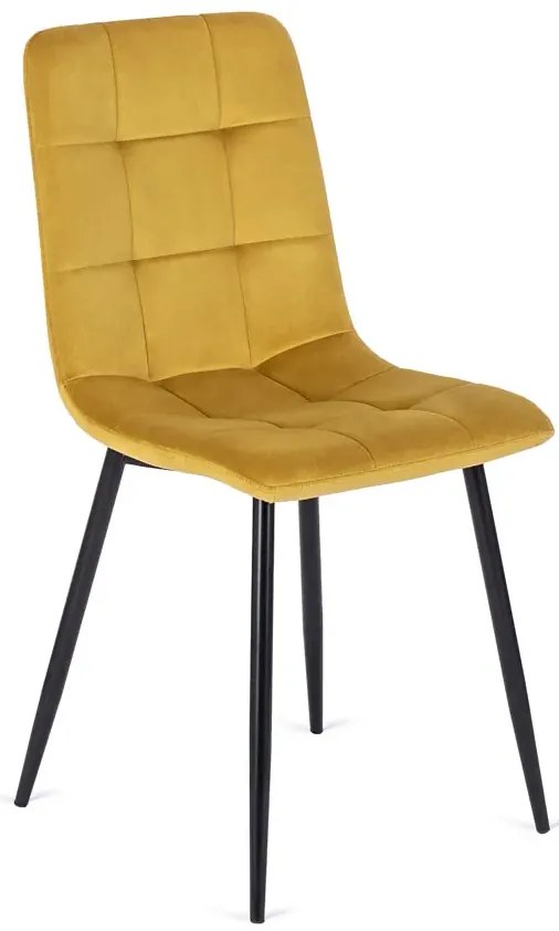 Musztardowe pikowane welurowe krzesło - Bionis