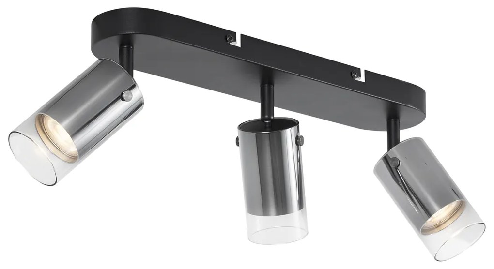 Nowoczesny reflektor sufitowy Gunmetal 3-punktowy obrotowy i regulowany - Drain Nowoczesny Oswietlenie wewnetrzne