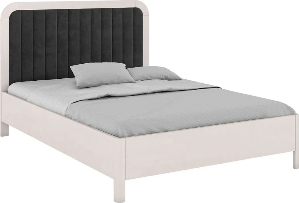 Łóżko bukowe Visby MODENA, 140X200, biały/czarny