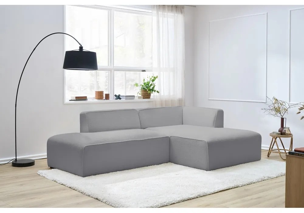 Jasnoszary narożnik modułowy z materiału bouclé (prawostronny/w kształcie litery L) Megeve – Bobochic Paris