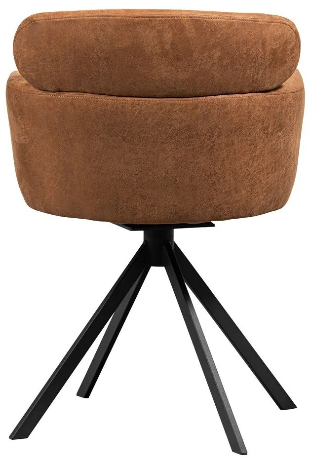 Koniakowy tapicerowany fotel jadalniany z podłokietnikami Fenne – WOOOD