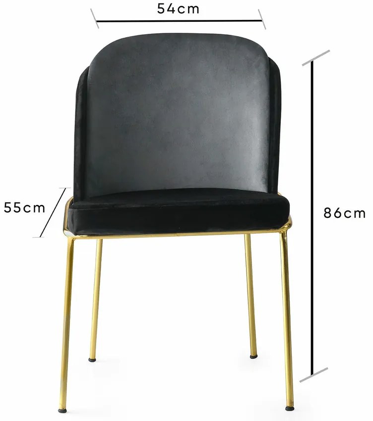 Zestaw krzeseł do jadalni Dore Black and Gold, 2 szt., 2 szt.