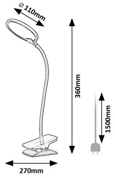 Rabalux 74199 lampa stołowa LED z klipsem Marcin, czarny