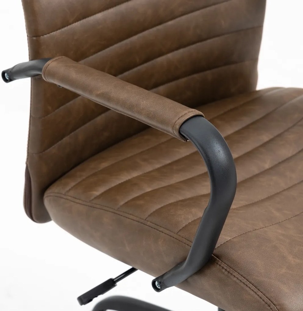 Fotel biurowy, obrotowy Hexon, brązowa ekoskóra