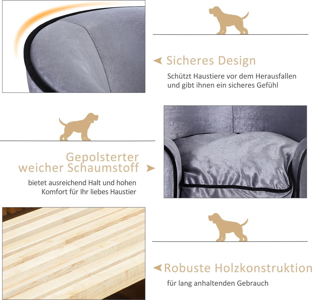 PawHut Luksusowa sofa dla psa sofa dla kota sofa dla zwierząt kanapa dla psa kanapa łóżko dla psa legowisko dla psa